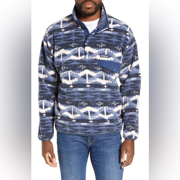 Patagonia Other - Patagonia Printed Synchilla Snap-T Stone Blue Aztec Print Medium